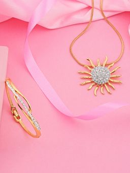 Estele - Gold Plated Stunning Sunflower Designer Pendant with Bracelet for Women
